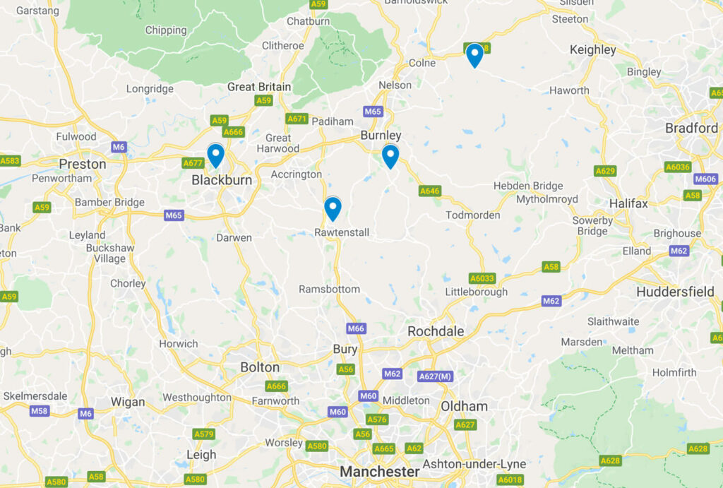 A map of the East Lancashire Panopticons. Click for an interactive map.