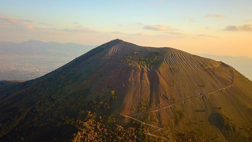 A photo of Mount Vesuvius taken with a drone