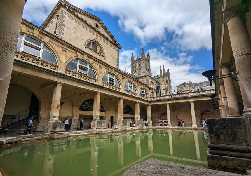 The Roman Baths with Bath Abbey in the background