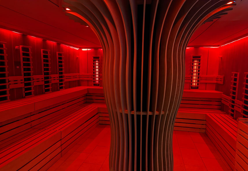The infra red room at Thermae in Bath, one of a series of treatment rooms in the wellness centre