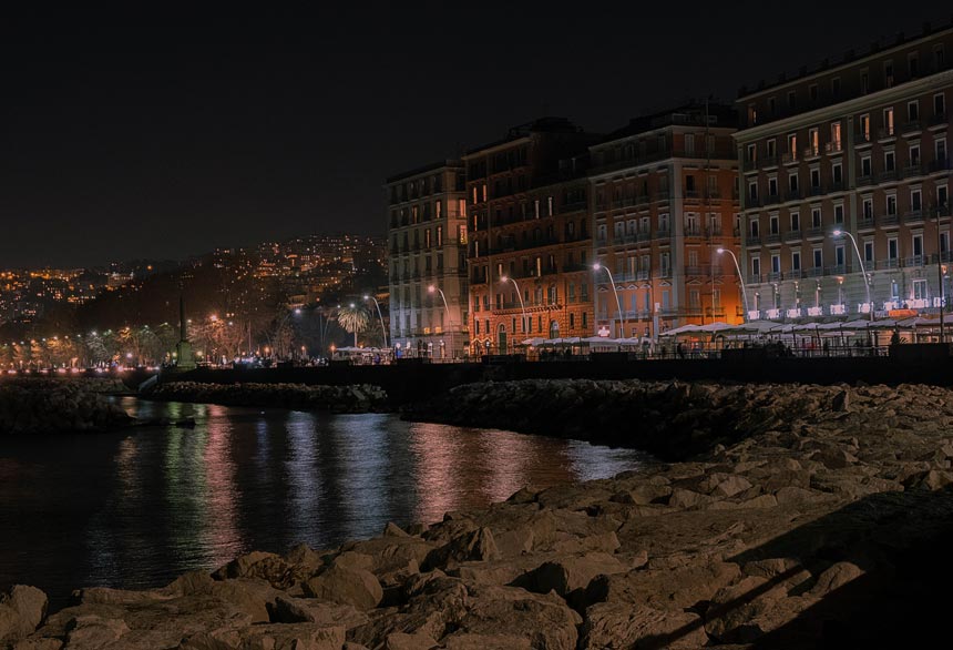 The seafront promenade in the Chiaia area of Naples