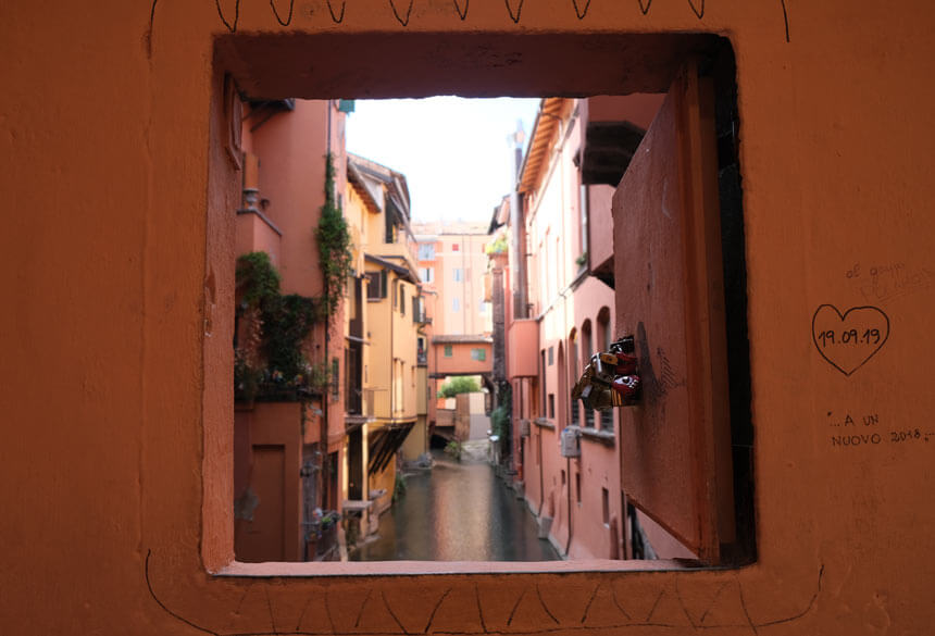 This little window onto one of Bologna's remaining medieval canals was close to our hotel