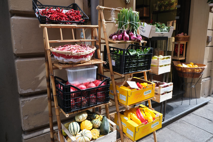Fresh fruit and vegetables in Bologna.