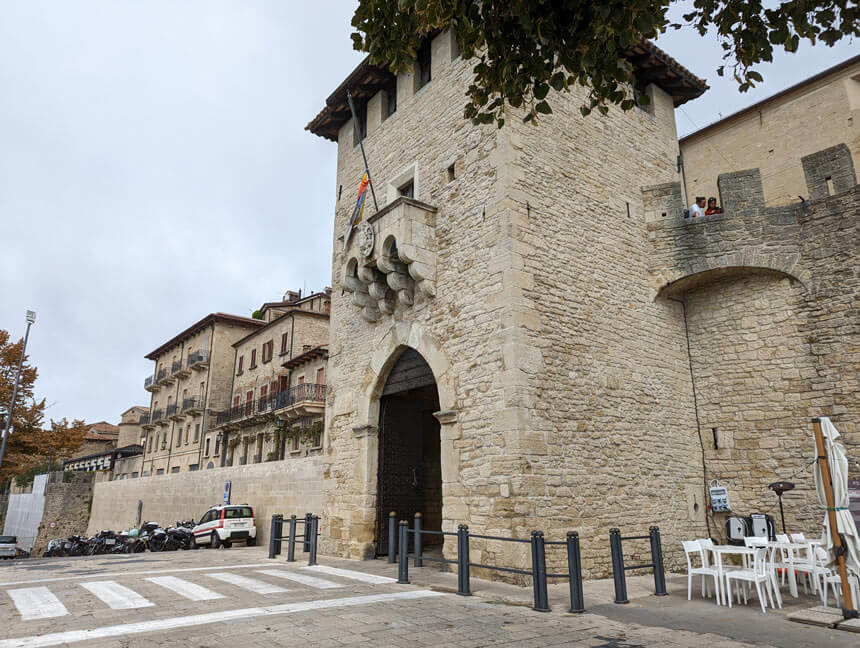 The bus from Rimini to San Marino arrives just below this gate into the old city.