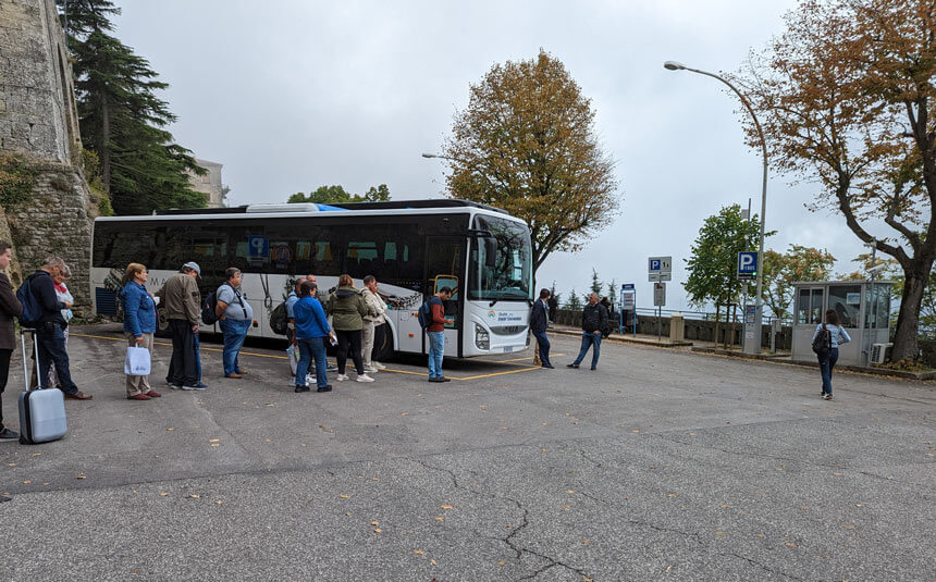 Waiting for the bus to Rimini in San Marino