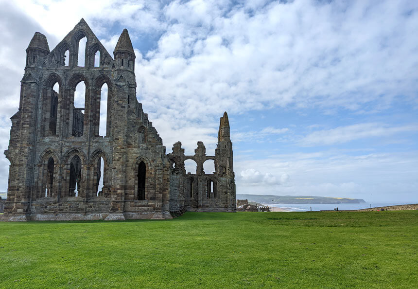 Whitby Abbey's setting on the headland, overlooking the Yorkshire coast is incredible