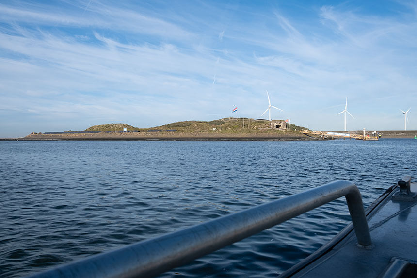 Approaching Fort Island IJmuiden by boat