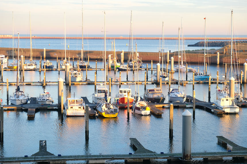 The view over IJmuiden's marina from my room at the Leonardo Hotel IJmuiden Seaport Beach