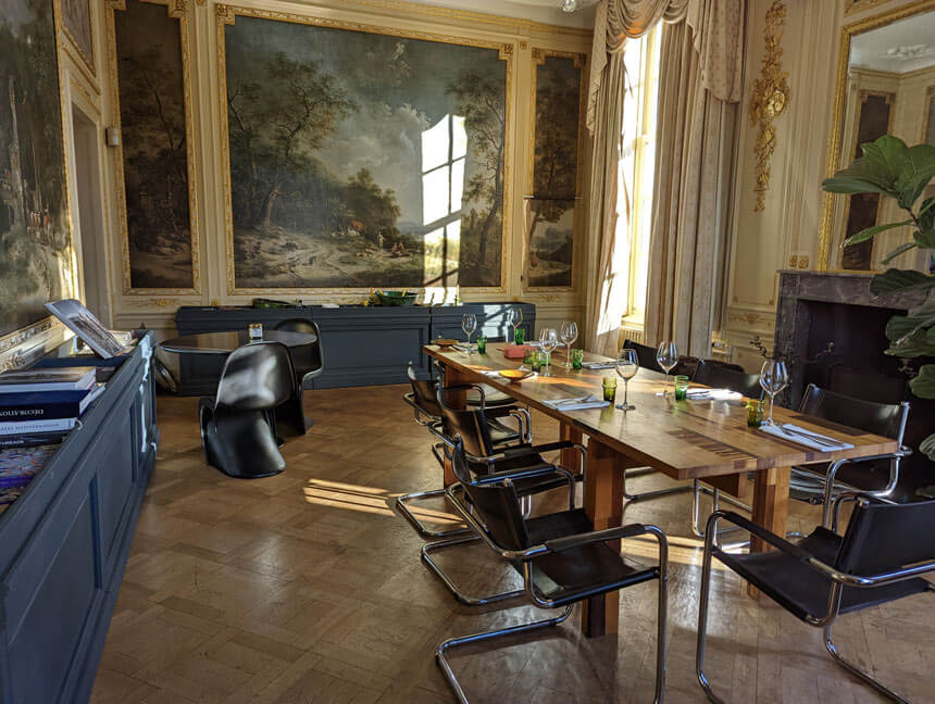 The dining room where we had lunch - those are original oil paintings covering the walls!