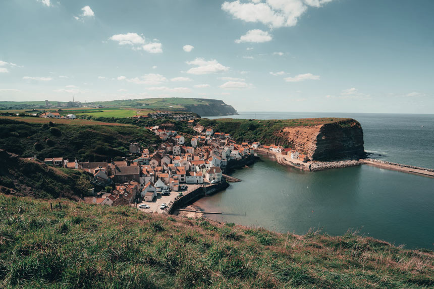 Beautiful Staithes can be reached by bike from Whitby, along the old railway line
