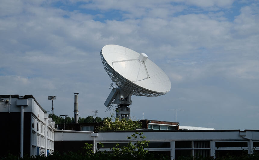 One of the smaller telescopes at the Jodrell Bank observatory