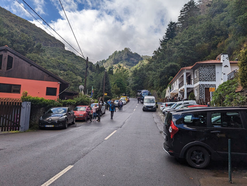 Ribeiro Frio is a tiny village with just a few houses and a couple of restaurants. Parking is either by the side of the road or in a small car park just south of the village.