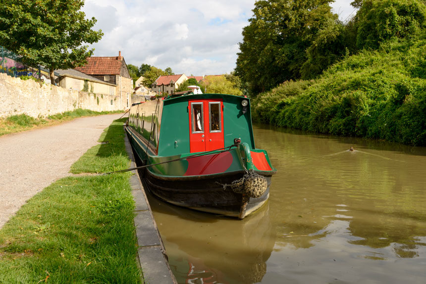 A barge on the Kennet and Avon Canal in Bradford-on-Avon
