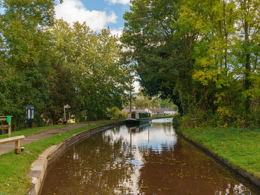 A canal boat on the Monmouthshire and Brecon Canal, Powys