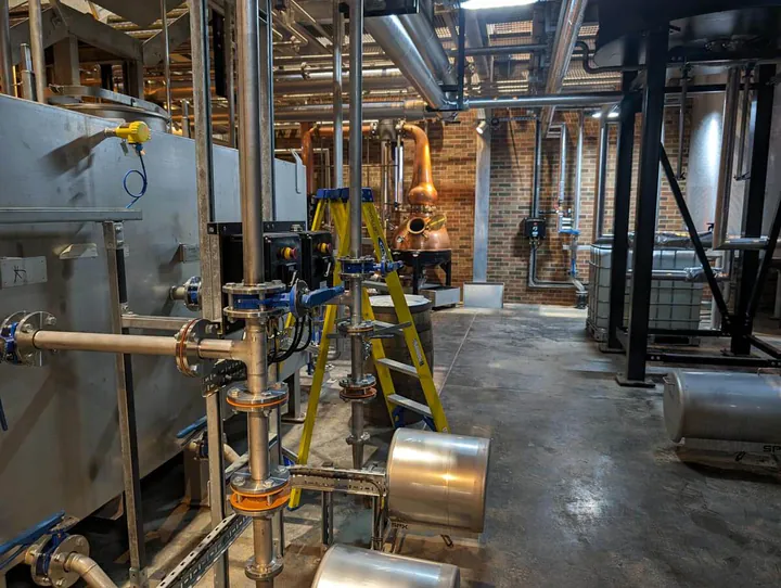 The little copper gin still is downstairs in the distillery