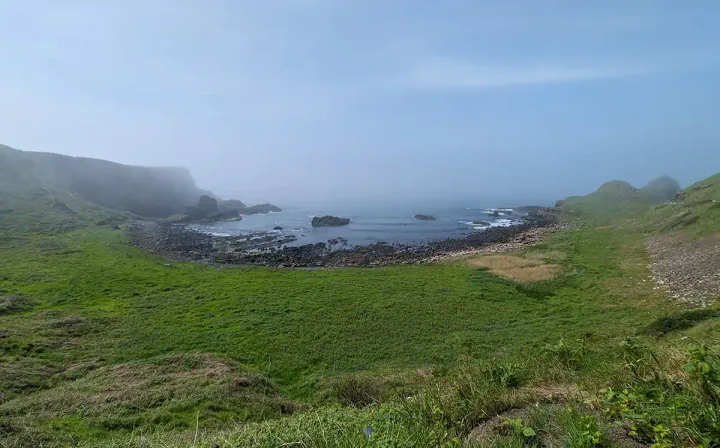 The Bay of Cows, with the twin humps of the Great Stookan rocks to the right hand side.
