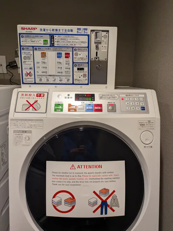 A washing machine with instructions