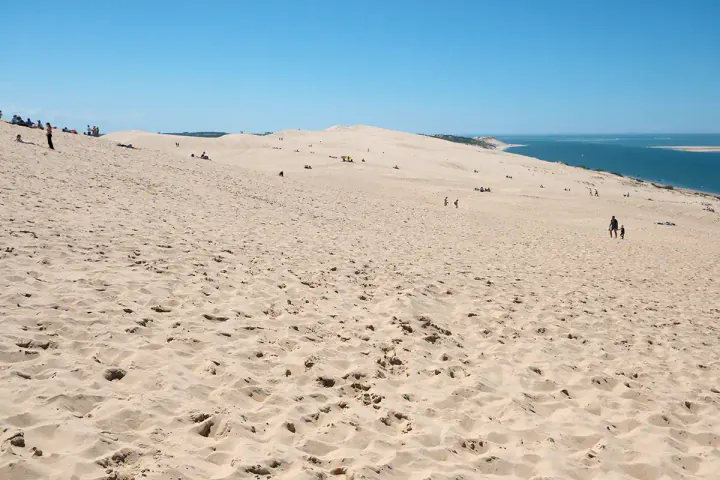 Looking south down the dune. There are a few people dotted around.