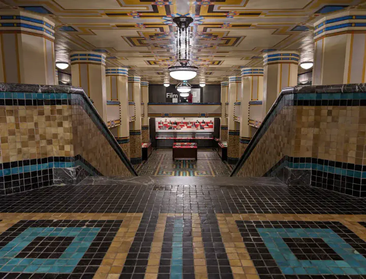 A beautiful, spacious Art Deco tiled hall