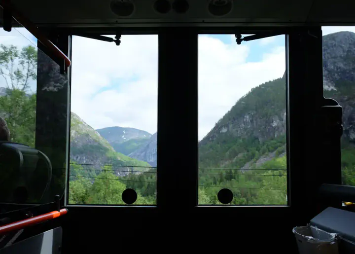 Looking out at the incredible scenery through the bus windows