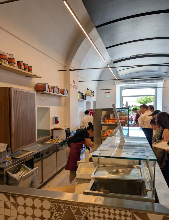 Inside the self-service cafeteria at Pompeii