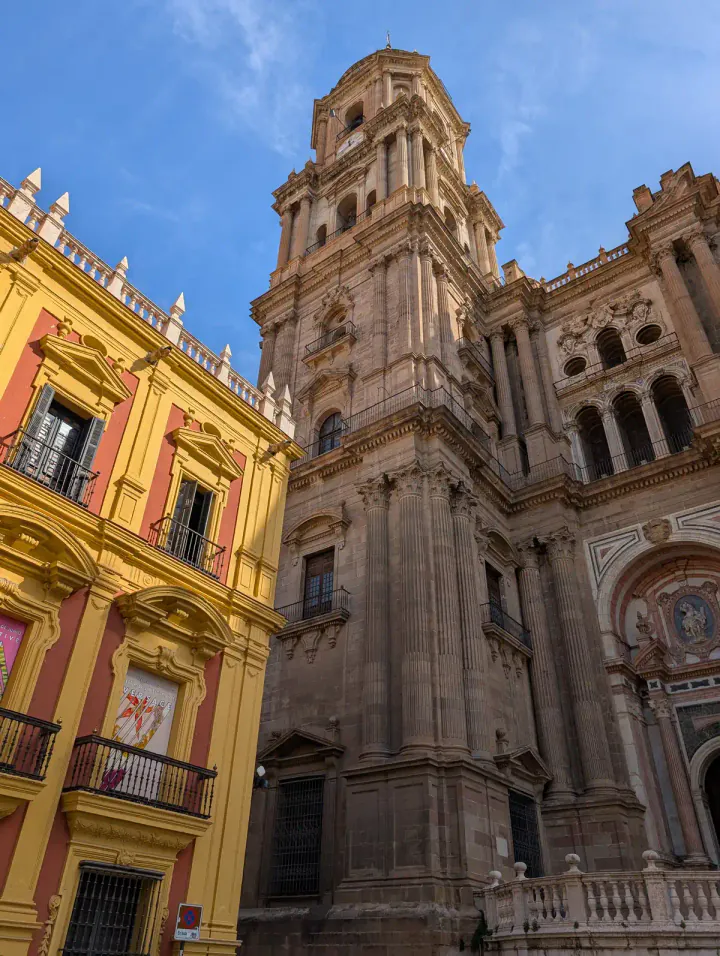 Malaga Cathedral in the middle of Malaga old town