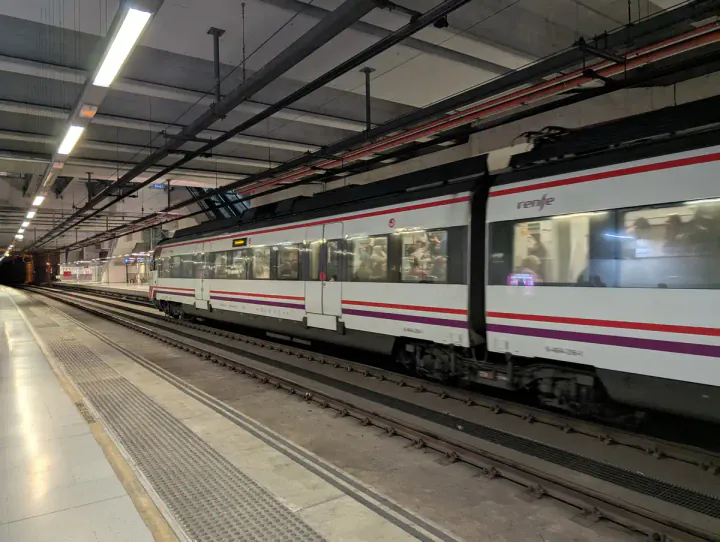 A train at an underground station in Malaga