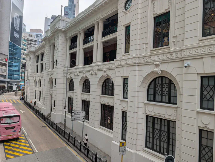 A white, British colonial style building