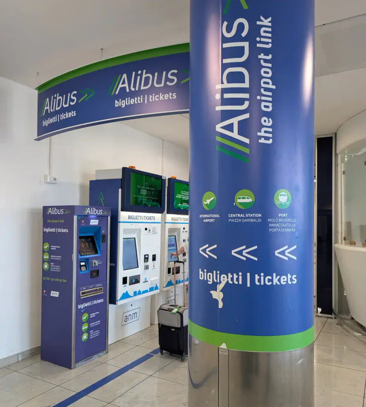 The Alibus ticket machines at Naples airport