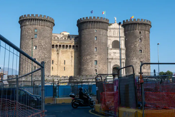 Castel Nuovo is a strange combination of austere dark stone fortifications and an ornate Renaissance gate.