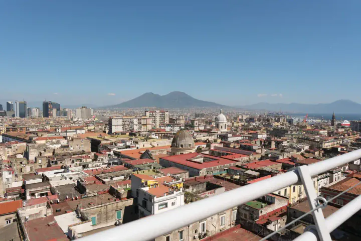 The city of Naples spread out in a view from the roof of the Duomo (Cathedral)
