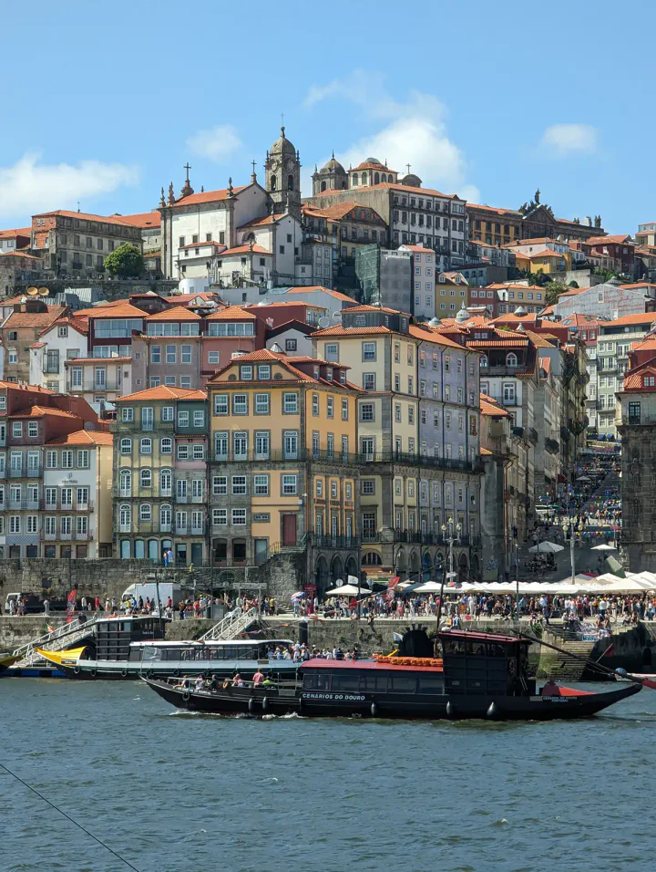 A view of the river and historic centre in Porto, Portugal