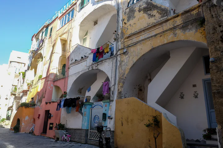 Old houses with external staircases