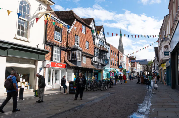 A shopping street in Salisbury