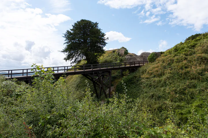 A wooden bridge into the castle