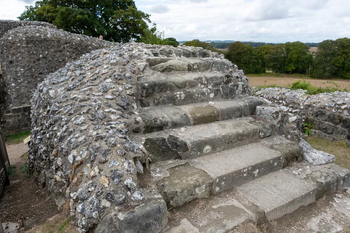 Old stone steps in a ruined castle