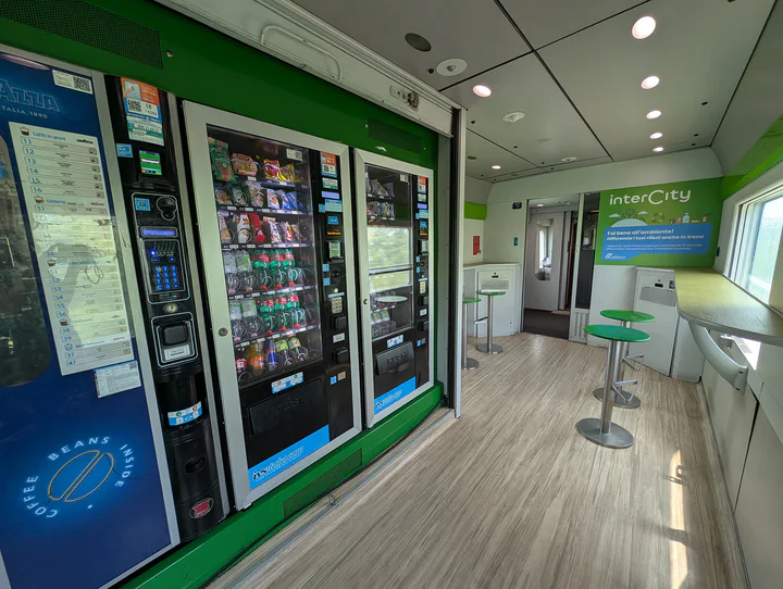 Three vending machines on the train from Naples to Sicily