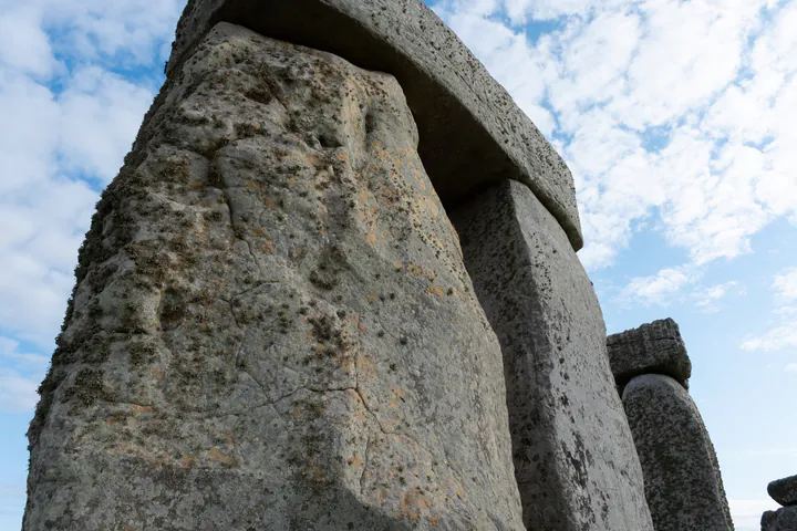 Looking up at the stones. They're roughly formed.