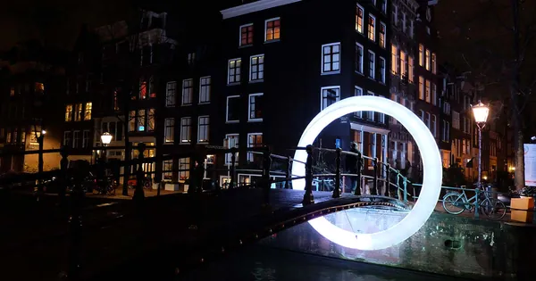A light installation at the Amsterdam Light Festival