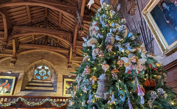 The festive Christmas decorations at Bamburgh Castle