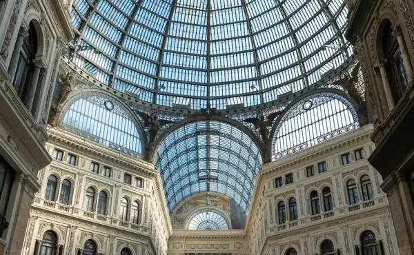 Things to do in Naples - the ornate glass dome of Galleria Umberto I