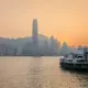 A Hong Kong Star Ferry crossing Victoria Harbour at sunset