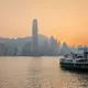 A Hong Kong Star Ferry crossing Victoria Harbour at sunset