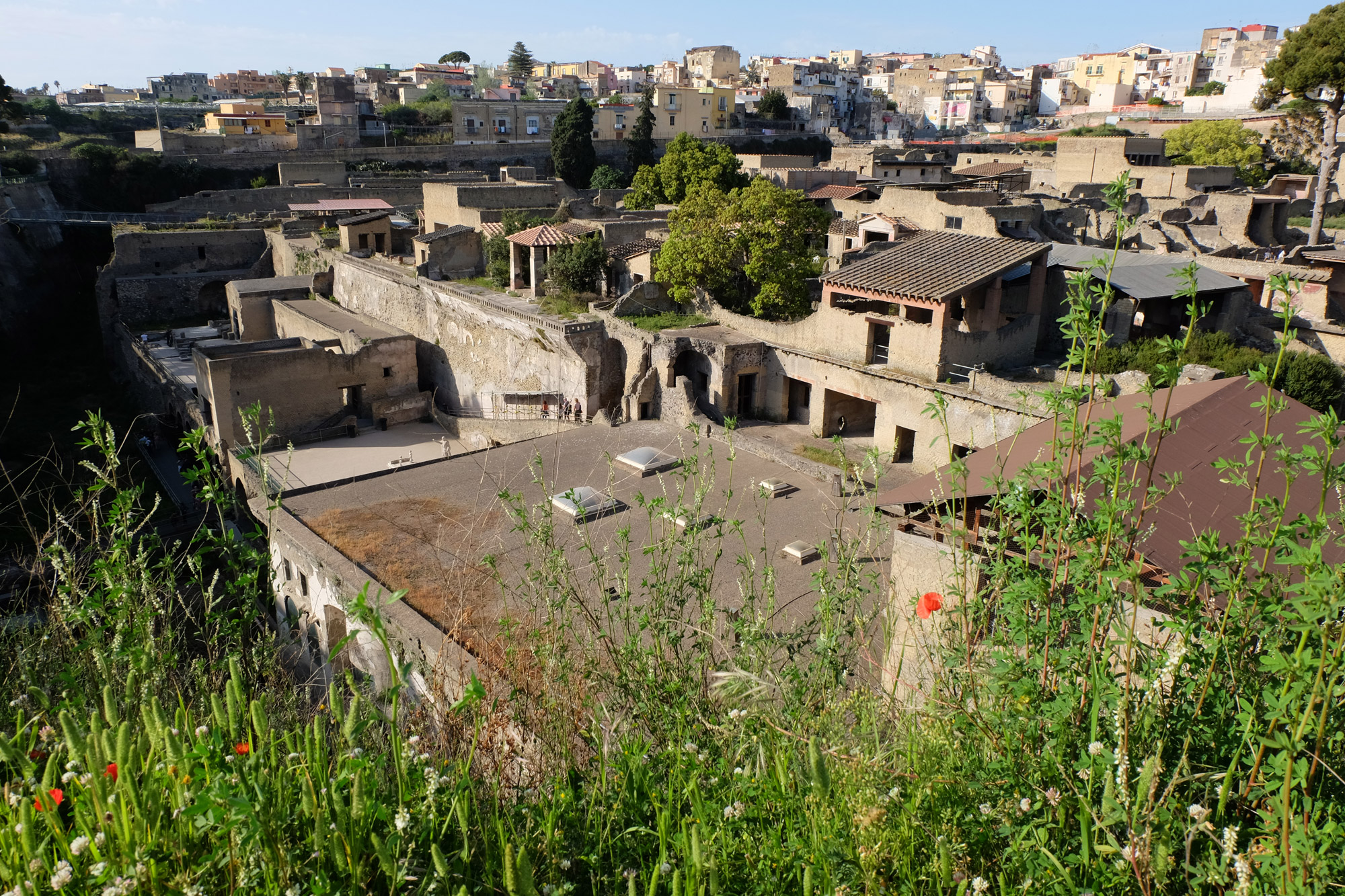 Herculaneum from ground level in the modern-day town