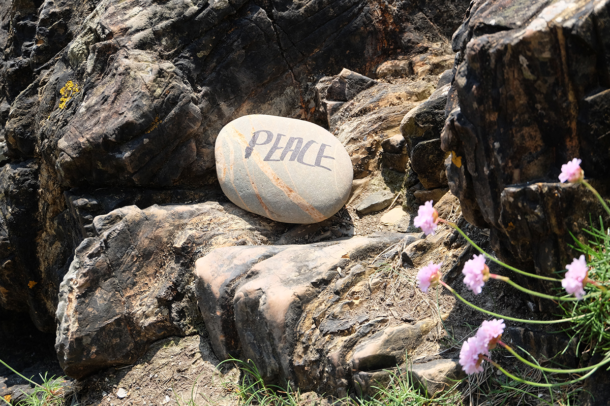 A stone with a prayer at St Ninian's Cave