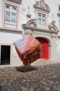 A art installation in a courtyard near the Castle