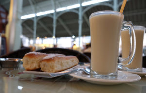 Drinking horchata and trying fartons at Horchateria Daniel