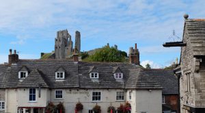 Corfe Castle from the lovely marketplace