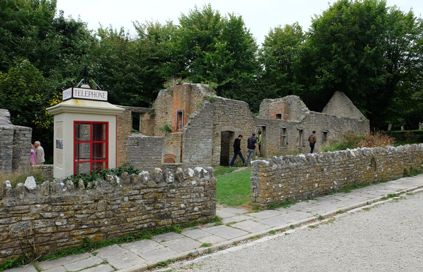 The ruined post office at Tyneham ghost village