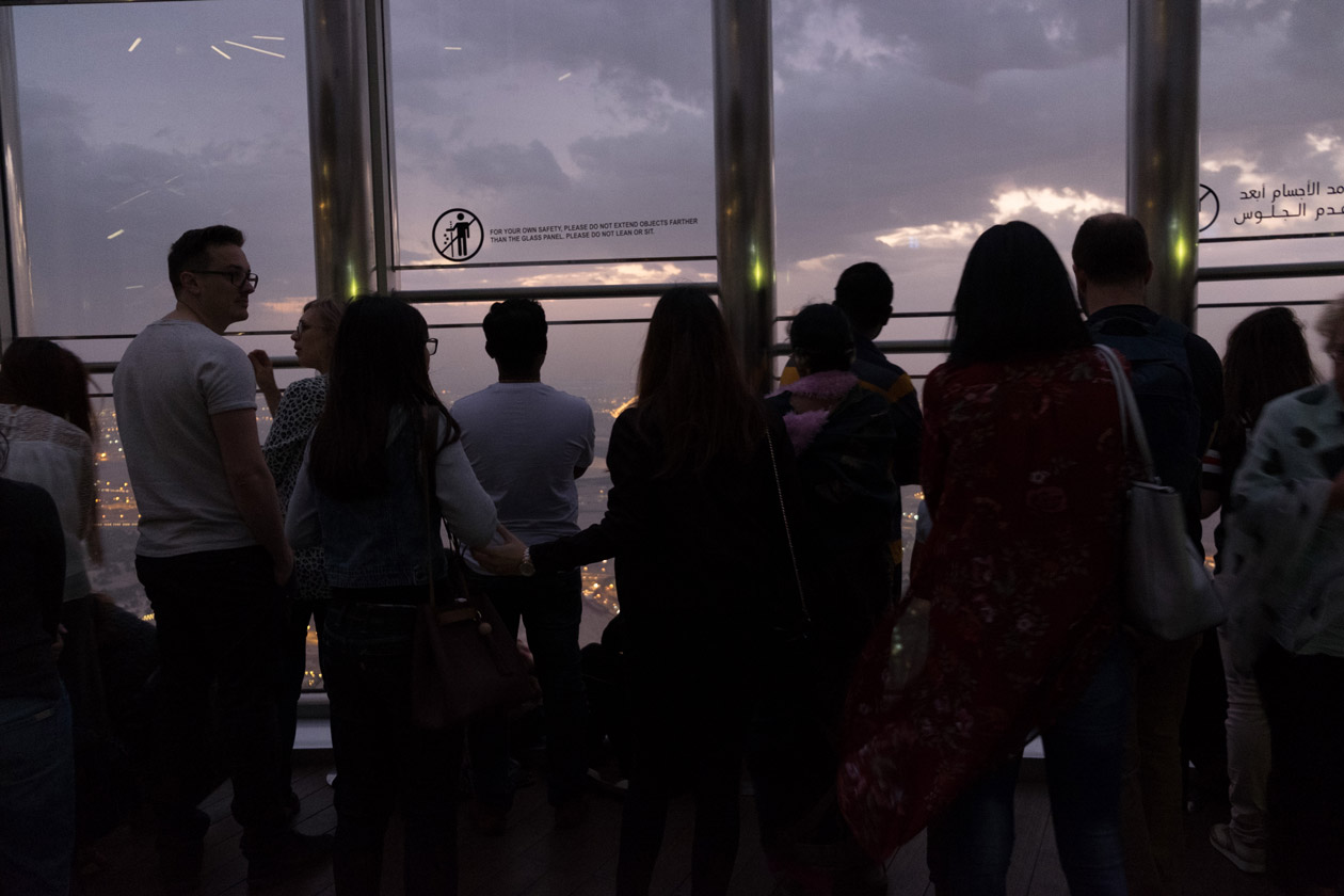 Watching the sunrise on the outdoor viewing deck